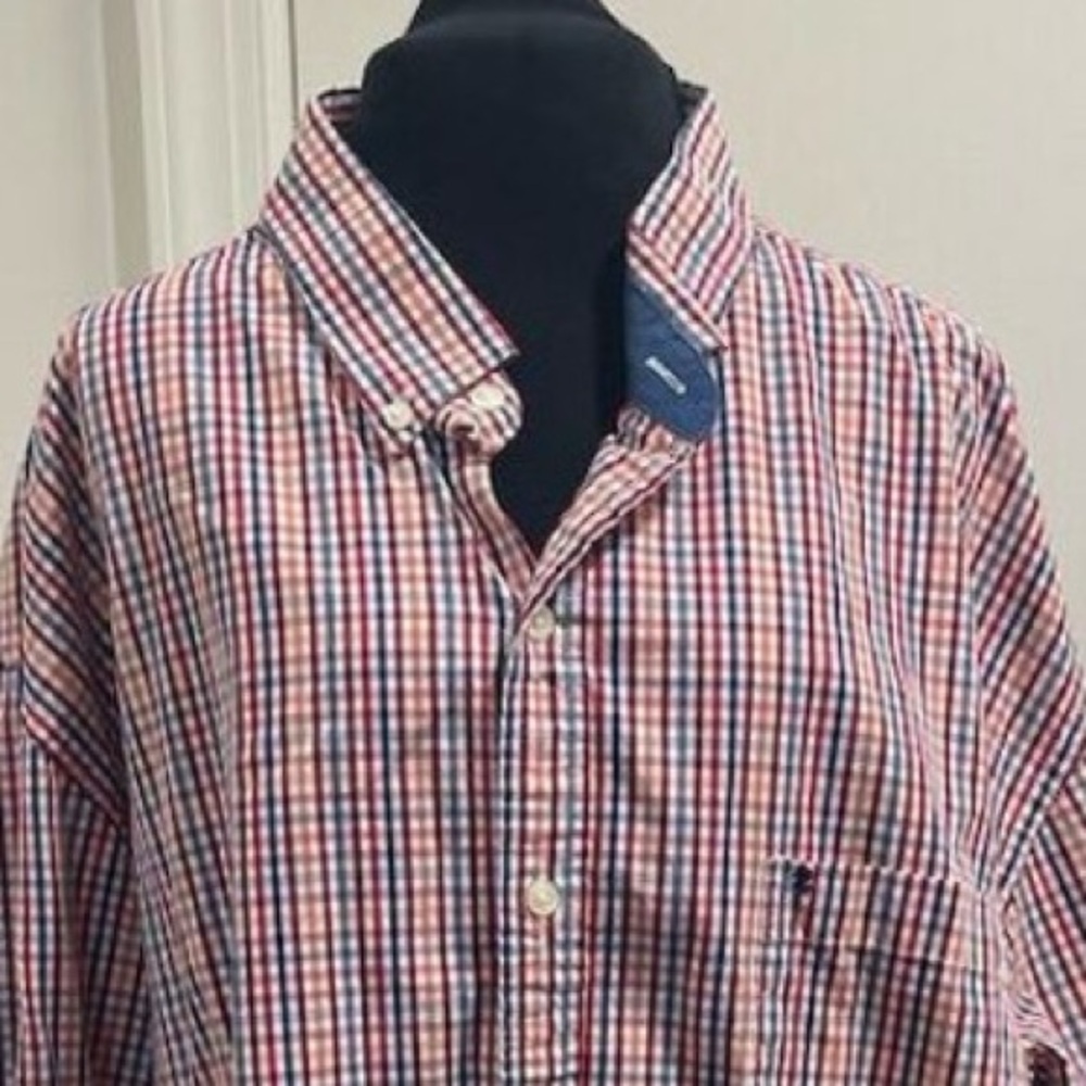 Izod Men's 2XL Plaid Long Sleeve Button Down Shirt Multicolor Casual (sku478)